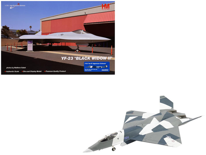 Northrop F-23 Black Widow II Blue 054 Su-57 Aggressor 1/72 diecast aircraft by Hobby Master.