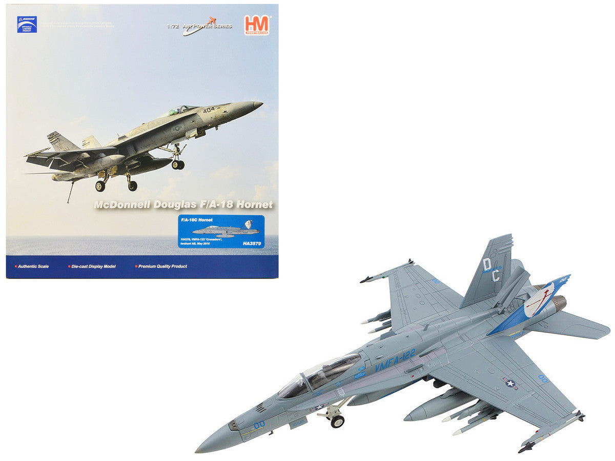 McDonnell Douglas F/A-18C Hornet Aircraft "VMFA-122 Crusaders Iwakuni AB" (2016) United States Marines "Air Power Series" 1/72 Diecast Model by Hobby Master-0