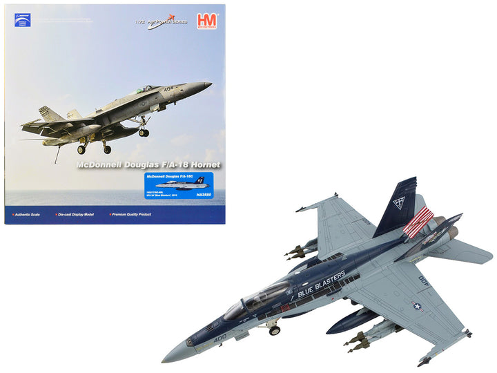 McDonnell Douglas F/A-18C Hornet Aircraft "NE400 VFA-34 Blue Blasters" (2015) United States Navy "Air Power Series" 1/72 Diecast Model by Hobby Master-0