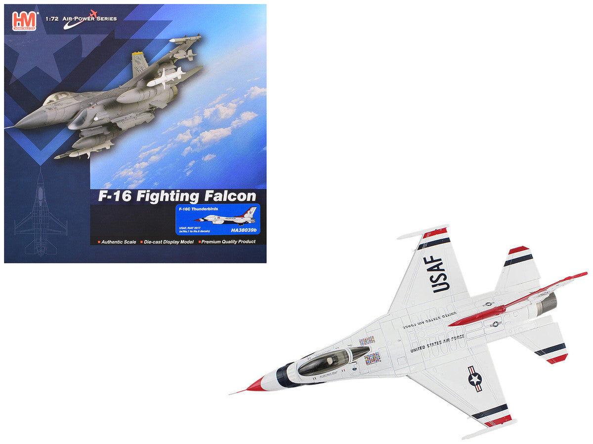 Lockheed F-16C Fighting Falcon Fighter Aircraft "Thunderbirds #1-6 Decals Royal International Air Tattoo" (2017) United States Air Force "Air Power Series" 1/72 Diecast Model by Hobby Master-3