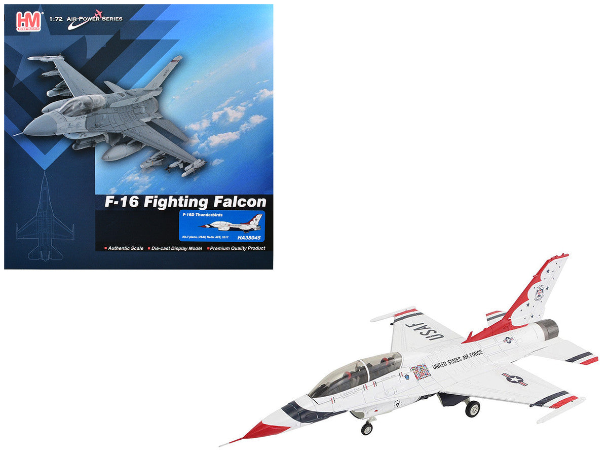 Lockheed F-16D Fighting Falcon Fighter Aircraft "No.7 Thunderbirds Nellis Air Force Base" (2017) United States Air Force "Air Power Series" 1/72 Diecast Model by Hobby Master 3