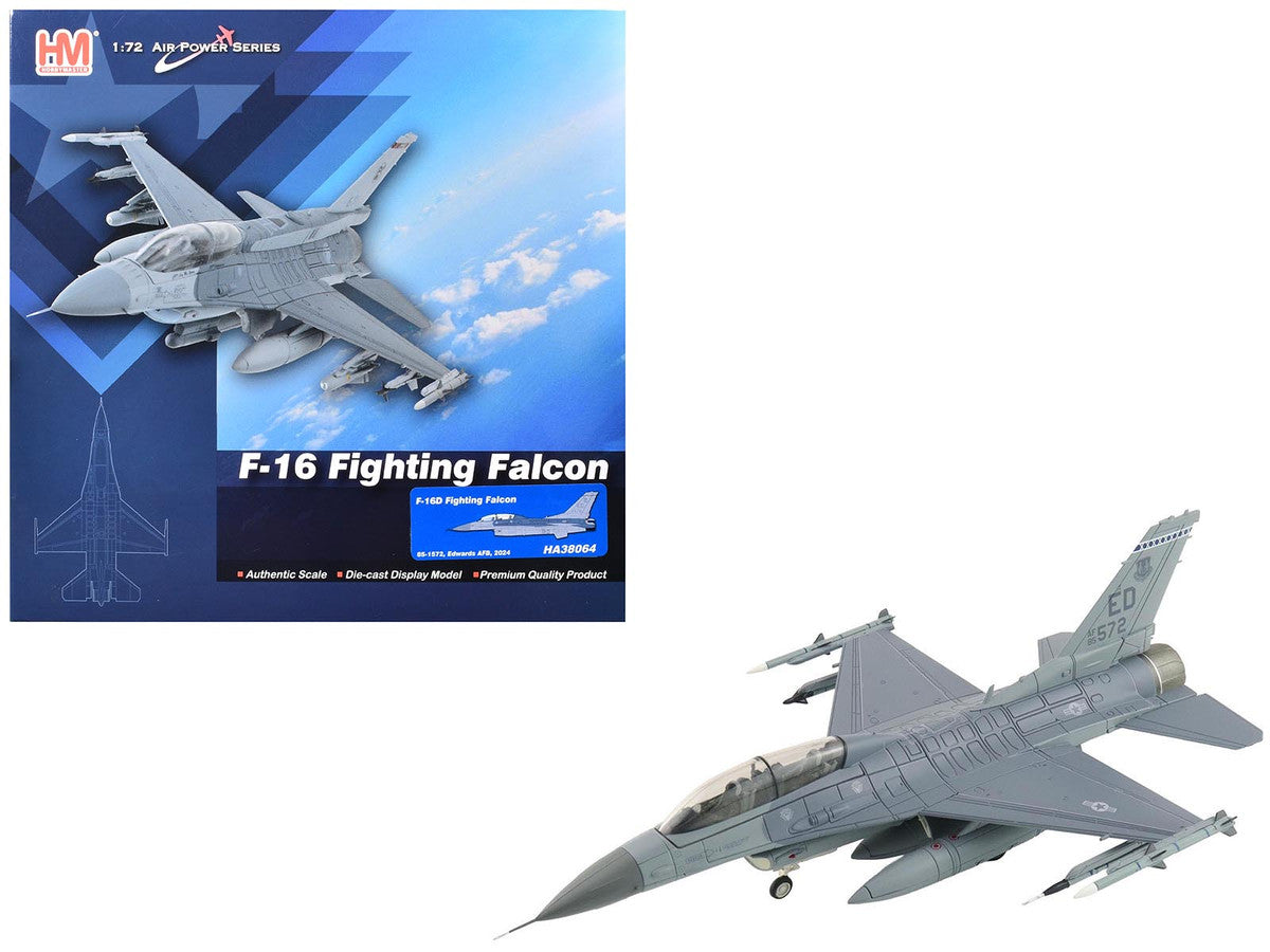 Lockheed F-16D Fighting Falcon Fighter Aircraft "85-1572 Edwards Air Force Base" (2024) United States Air Force "Air Power Series" 1/72 Diecast Model by Hobby Master-4
