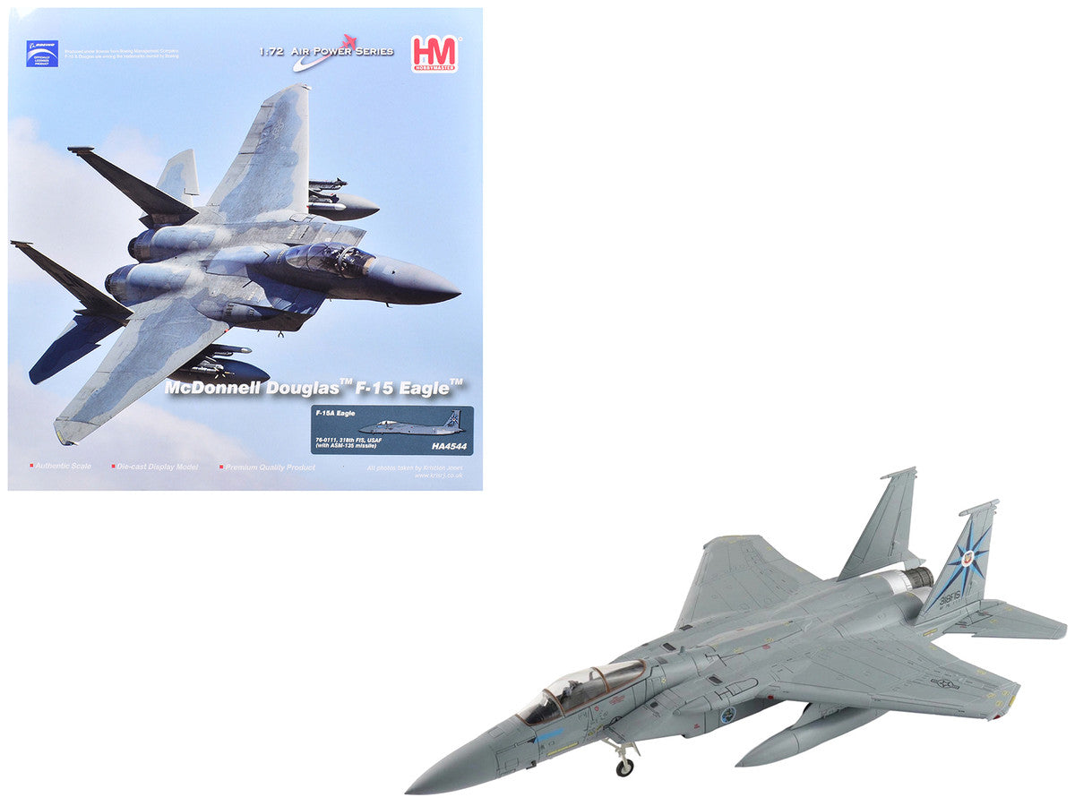 McDonnell Douglas F-15A Eagle Fighter Aircraft "76-0111 318th Fighter Interceptor Squadron" United States Air Force "Air Power Series" 1/72 Diecast Model by Hobby Master-0