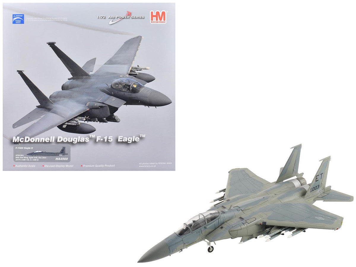 McDonnell Douglas F-15EX Eagle II Fighter Aircraft "AF20-003 96th Test Wing Eglin Air Force Base" (2023) United States Air Force "Air Power Series" 1/72 Diecast Model by Hobby Master-4