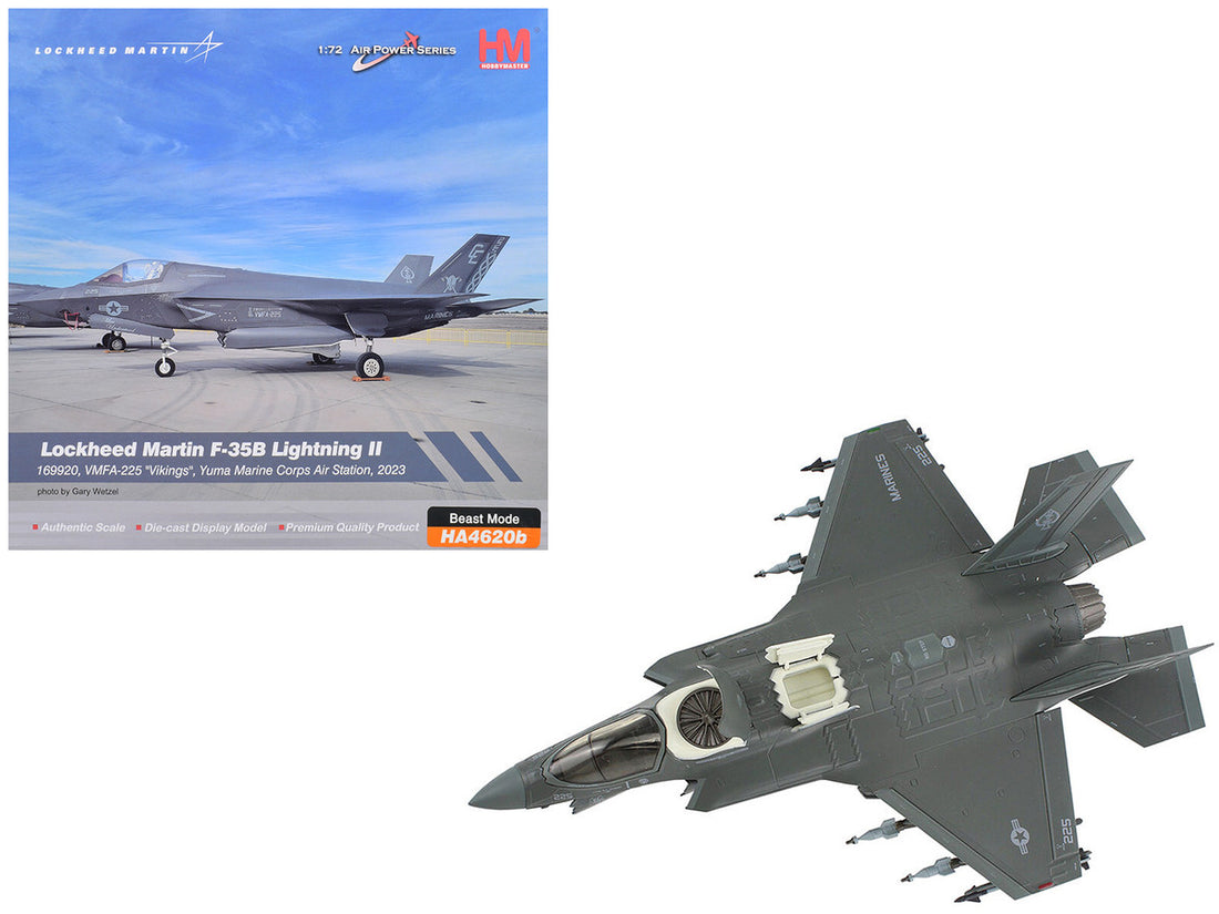 Lockheed Martin F-35B Lightning II Aircraft Beast Mode Configuration "VMFA-225 Vikings Yuma Marine Corps Air Station" (2023) United States Marine Corps "Air Power Series" 1/72 Diecast Model by Hobby Master-3