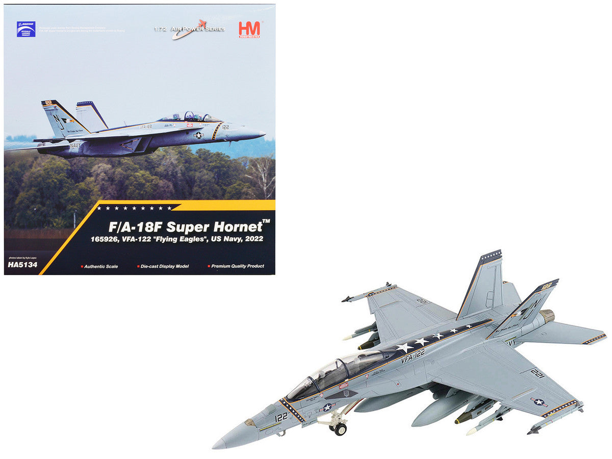 Boeing F/A-18F Super Hornet Fighter Aircraft "VFA-122 Flying Eagles" (2022) United States Navy "Air Power Series" 1/72 Diecast Model by Hobby Master-0