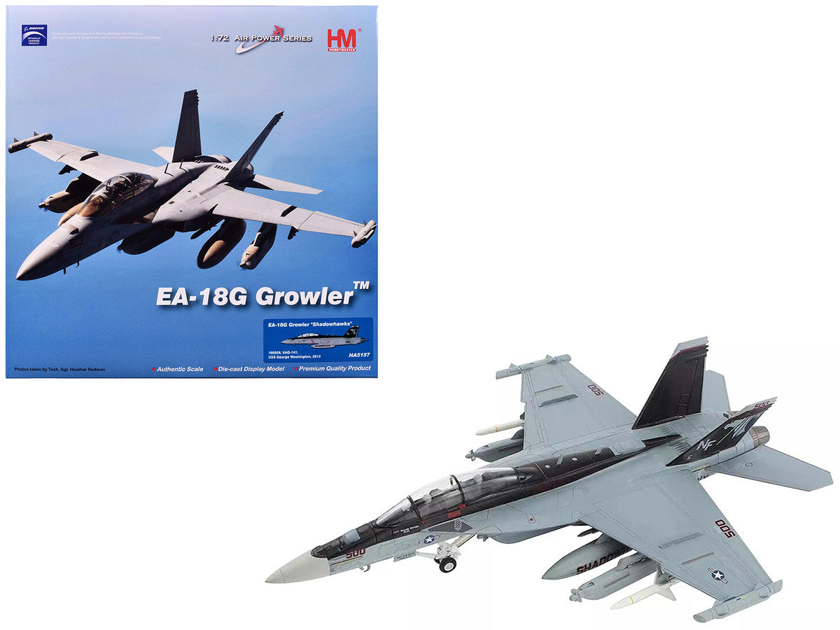 Boeing EA-18G Growler Aircraft "VAQ-141 Shadowhawks USS George Washington" (2013) United States Navy "Air Power Series" 1/72 Diecast Model by Hobby Master-0