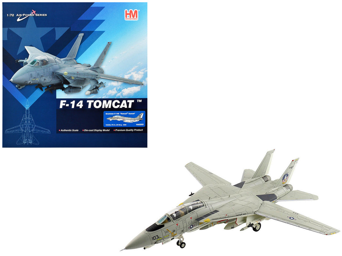 Grumman F-14D Tomcat Fighter Aircraft "Tomcat Sunset VF-31" (2006) United States Navy "Air Power Series" 1/72 Diecast Model by Hobby Master-0