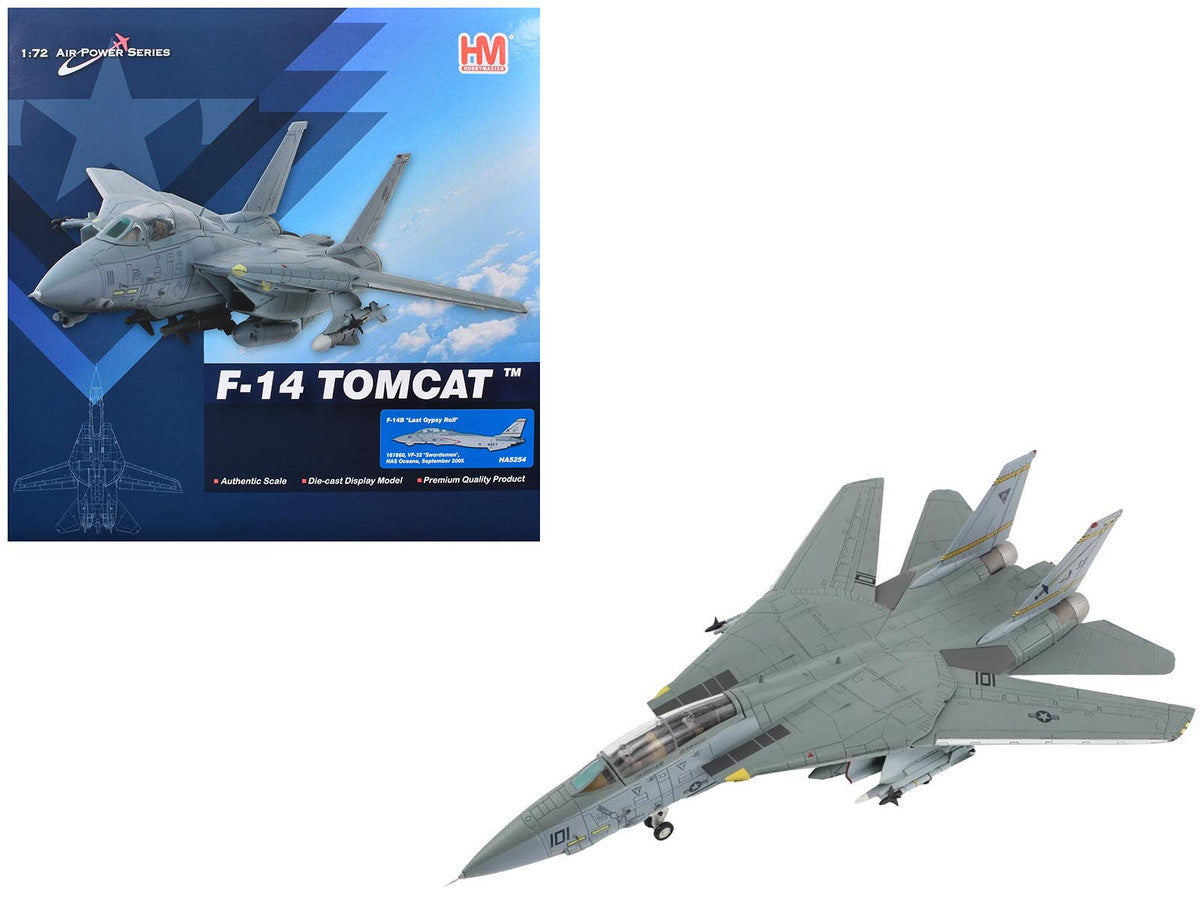 Grumman F-14B Tomcat Fighter Aircraft "Last Gypsy Roll VF-32 Swordsmen NAS Oceana" (2005) United States Navy "Air Power Series" 1/72 Diecast Model by Hobby Master-4