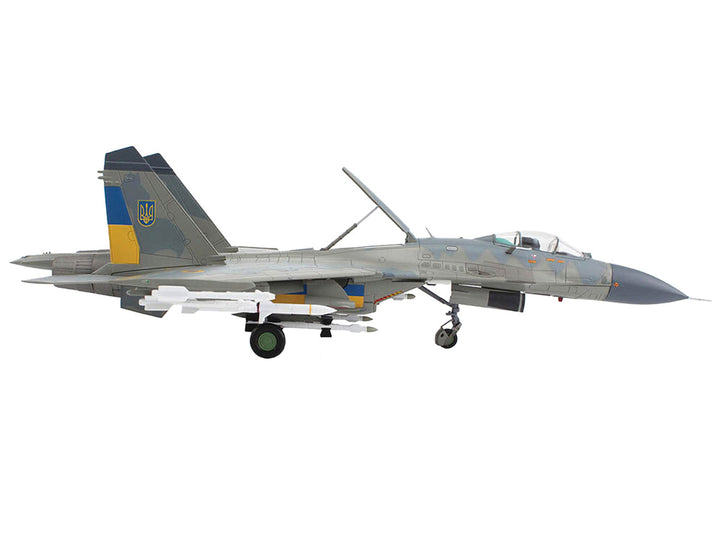 Sukhoi Su-27 Flanker Fighter Aircraft "Compass Ghost Grey Scheme" (2023) Ukrainian Air Force "Air Power Series" 1/72 Diecast Model by Hobby Master-1