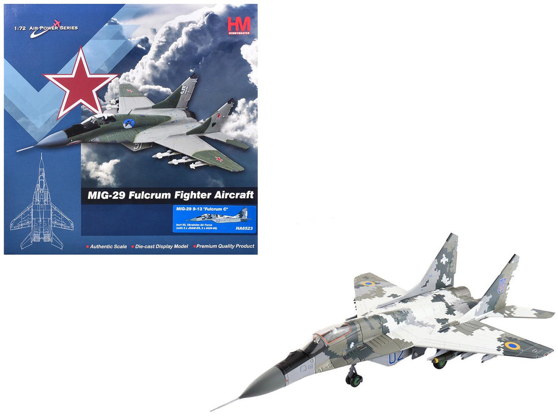 Mikoyan MiG-29 Fulcrum-C Fighter Aircraft "Blue #02" (2022) Ukrainian Air Force "Air Power Series" 1/72 Diecast Model by Hobby Master-4