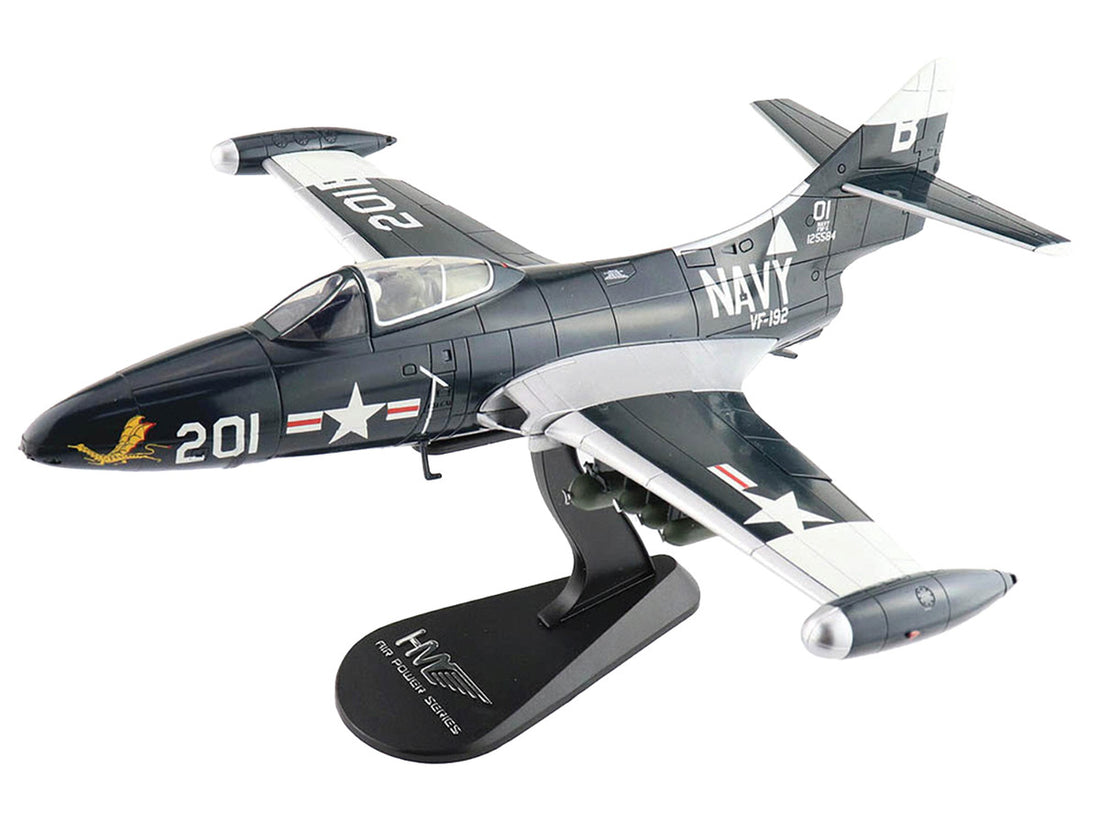 Grumman F9F-5 Panther Aircraft "VF-192 Golden Dragon USS Oriskany" United States Navy "Air Power Series" 1/48 Diecast Model by Hobby Master-4