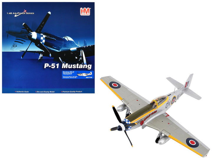 North American Mustang Mk.IV Fighter Aircraft "Flight Lieutenant Arthur S. 'Joe' Doley 19th Squadron" (1945) British Royal Air Force "Air Power Series" 1/48 Diecast Model by Hobby Master-0