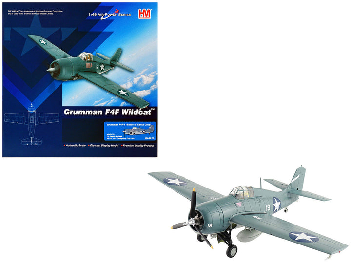 Grumman F4F-4 Wildcat Fighter Aircraft "Battle of Santa Cruz Lt. Swede Vejtasa VF-10 USS Enterprise" (1942) United States Navy "Air Power Series" 1/48 Diecast Model by Hobby Master-0