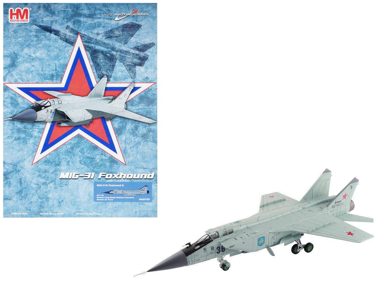 Mikoyan MIG-31K Foxhound D Interceptor Aircraft "Long Range Aviation Command" Russian Air Force "Air Power Series" 1/72 Diecast Model by Hobby Master-4