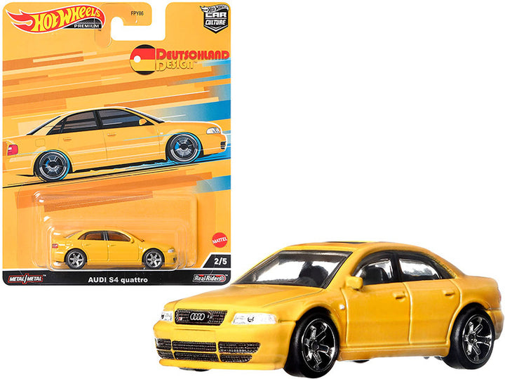 Audi S4 Quattro with Sunroof Yellow "Deutschland Design" Series Diecast Model Car by Hot Wheels-0