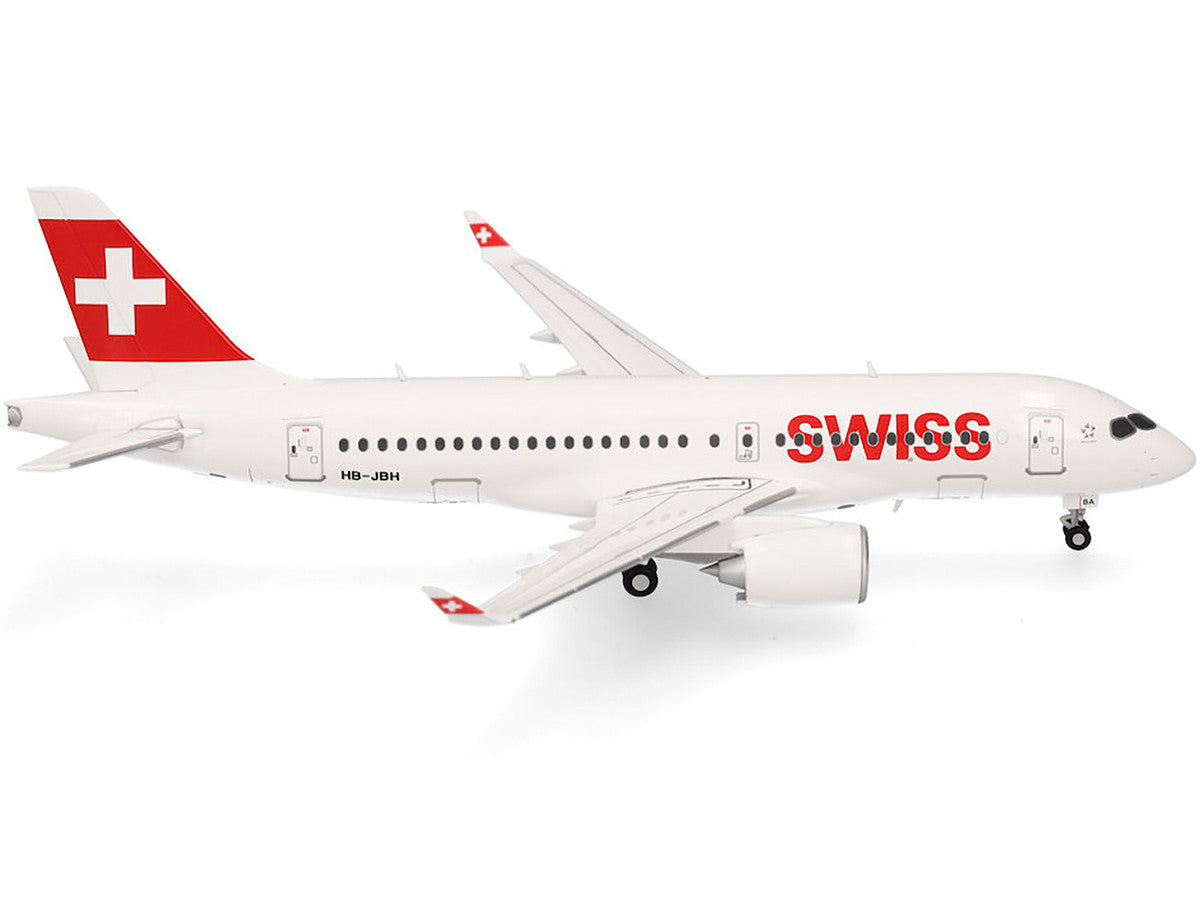 Airbus A220-100 Commercial Aircraft "Swiss International Air Lines" (HB-JBH) White with Red Tail 1/200 Diecast Model Airplane by Herpa-1