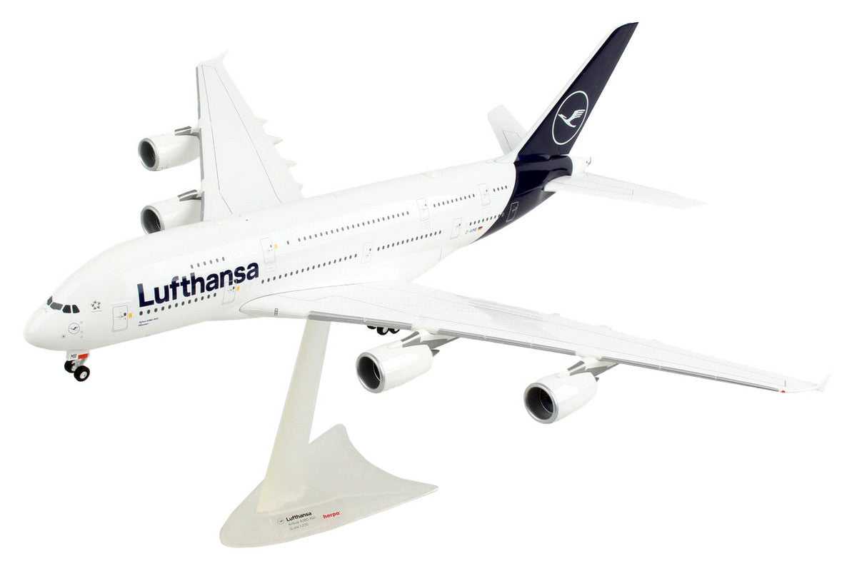 Airbus A380 Commercial Aircraft "Lufthansa" (D-AIMK) White with Dark Blue Tail 1/200 Plastic Model Airplane by Herpa-0