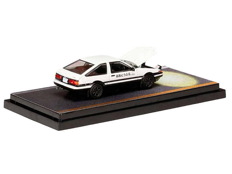 Toyota Sprinter Trueno (AE86) RHD (Right Hand Drive) White and Black "Engine Mounted Model VS Kyoichi Sudo" "Initial D" (1995-2013) Manga 1/64 Diecast Model Car by Hobby Japan-0