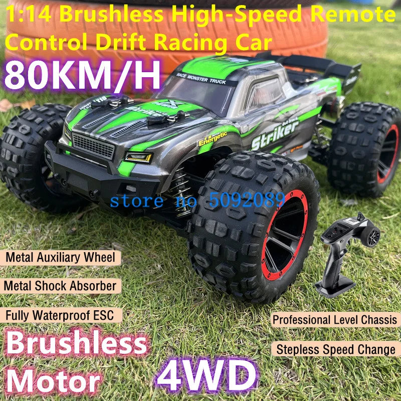 High-Speed 1:14 Brushless 4WD RC Drift Truck - 80KM/H Off-Road Adventure-0