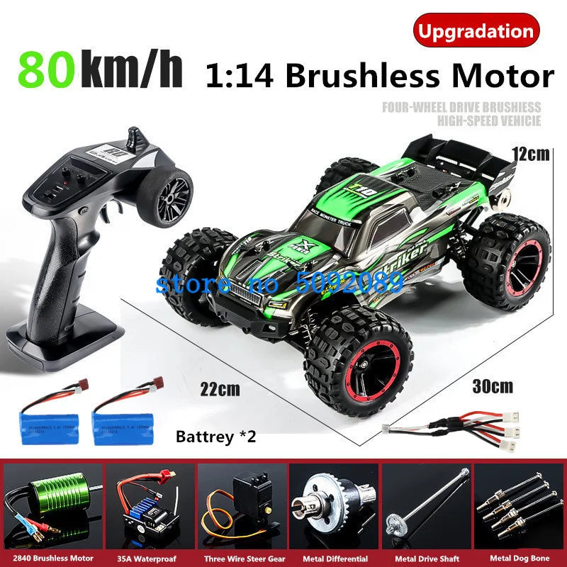 High-Speed 1:14 Brushless 4WD RC Drift Truck - 80KM/H Off-Road Adventure-15