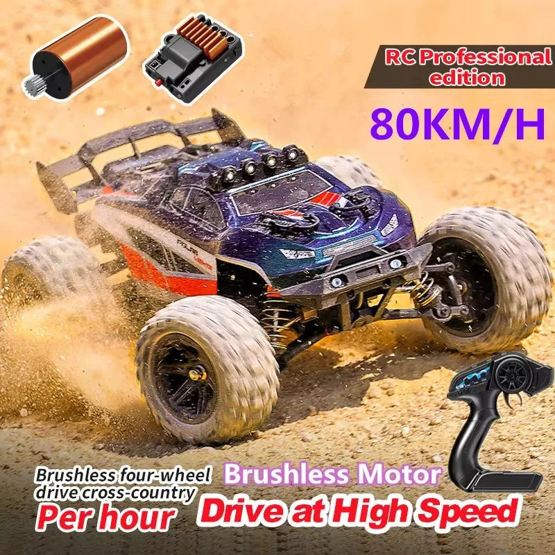 High-Speed 1:14 Brushless RC Off-Road Car with LED Lights & Waterproof Design-0