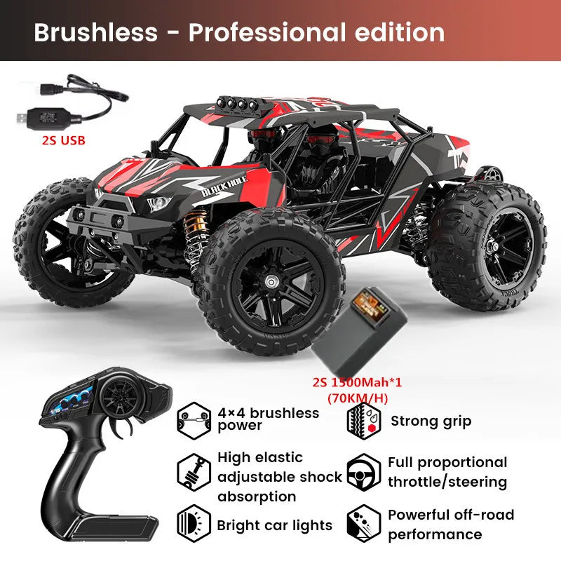 High-Speed 1:14 Brushless RC Off-Road Car with LED Lights & Waterproof Design-13