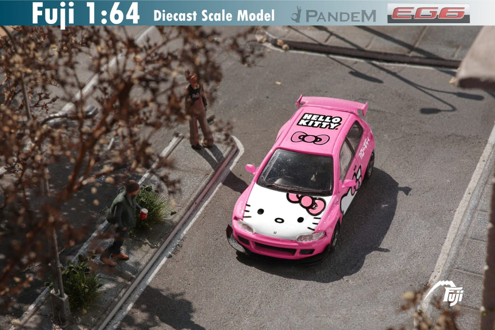 Honda Civic Pandem EG6 Rocket Bunny Hello Kitty 1:64 Scale Diecast Model by Fuji Top View