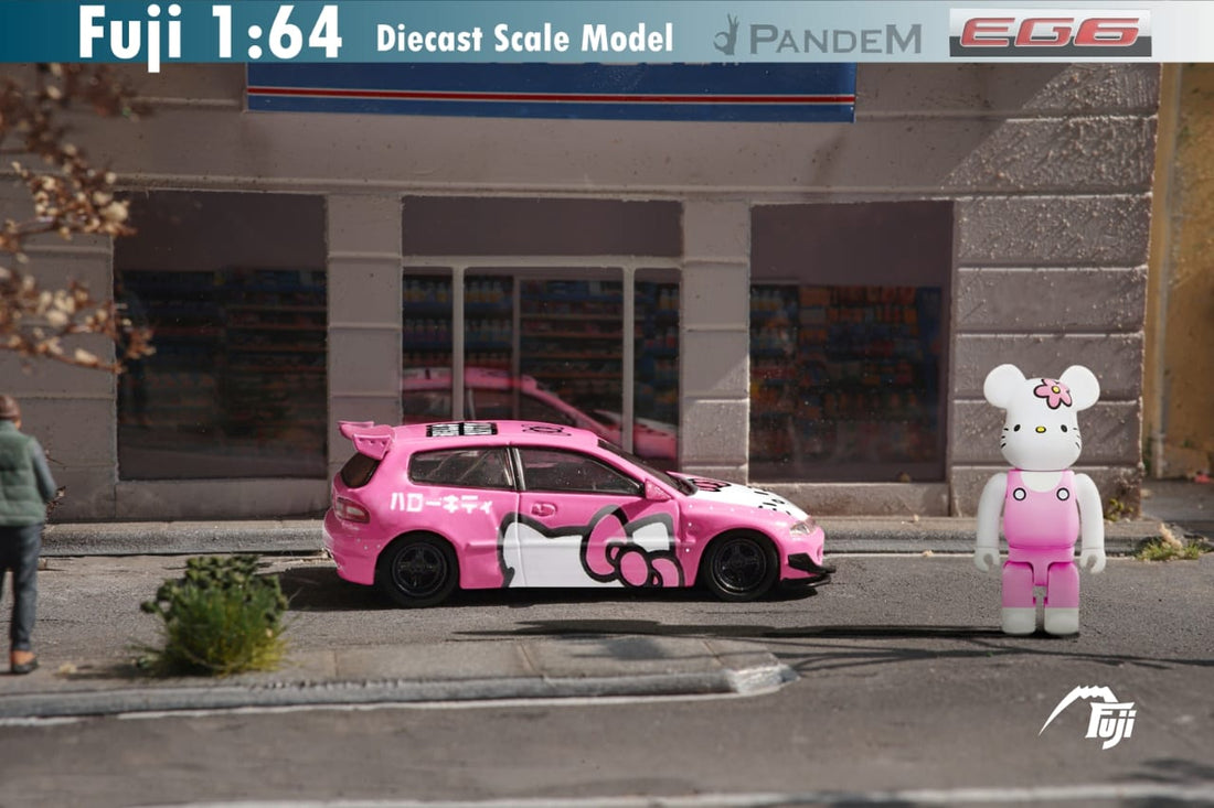 Honda Civic Pandem EG6 Rocket Bunny Hello Kitty 1:64 Scale Diecast Model by Fuji Passenger Side View