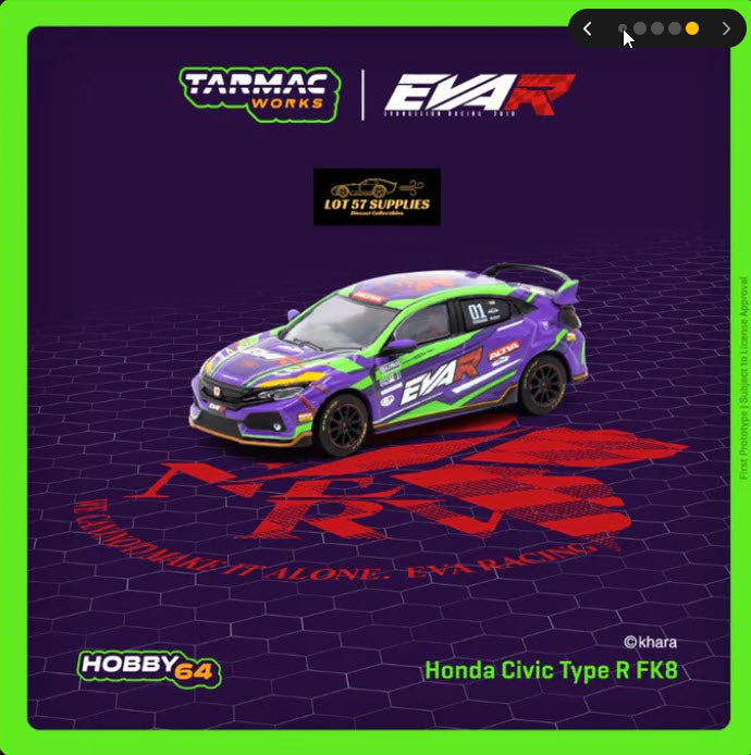 Honda Civic Type R FK8 EVA Racing 1:64 Diecast Scale Model by Tarmac Works