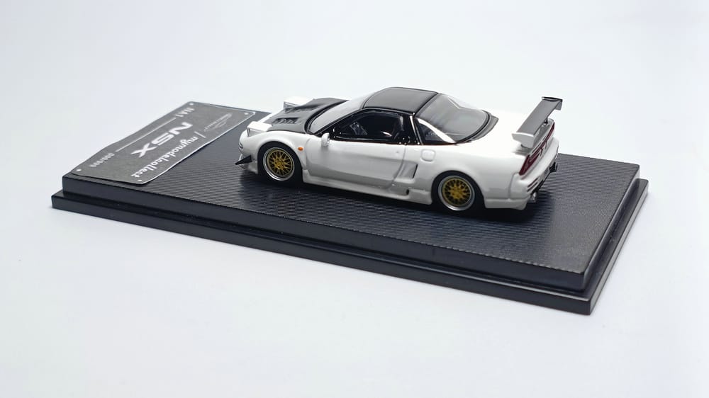 Honda NSX NA1 White Carbon  1:64 Scale Diecast Model by Model Collect Rear Display View