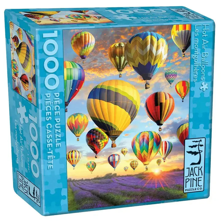 Jack Pine Hot Air Balloons 1000 Piece Jigsaw Puzzle with colorful balloons over a scenic landscape