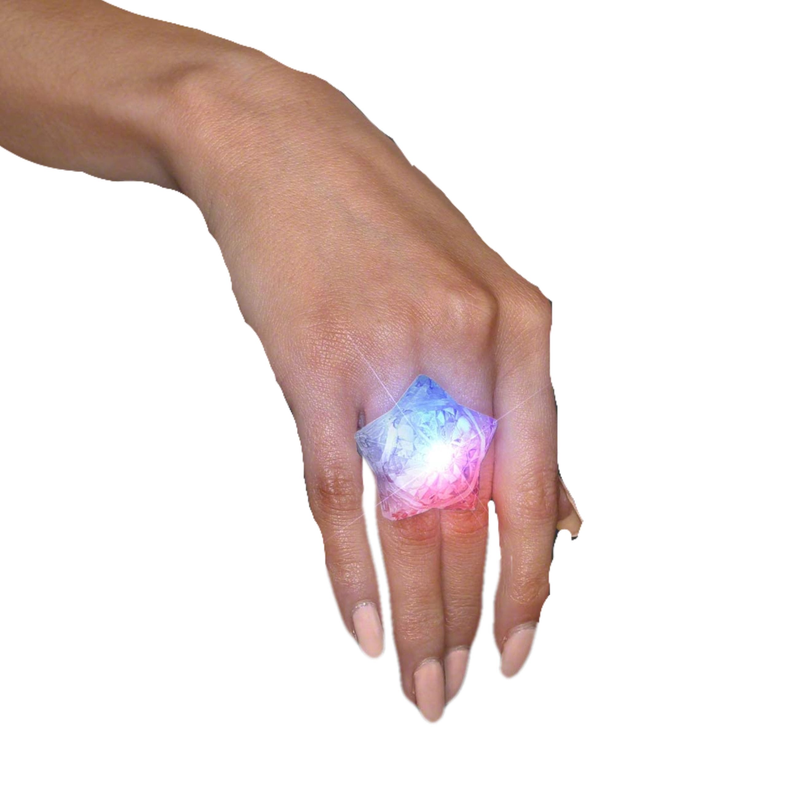Patriotic Huge Crystal Star Prism Gem Rings RWB-2
