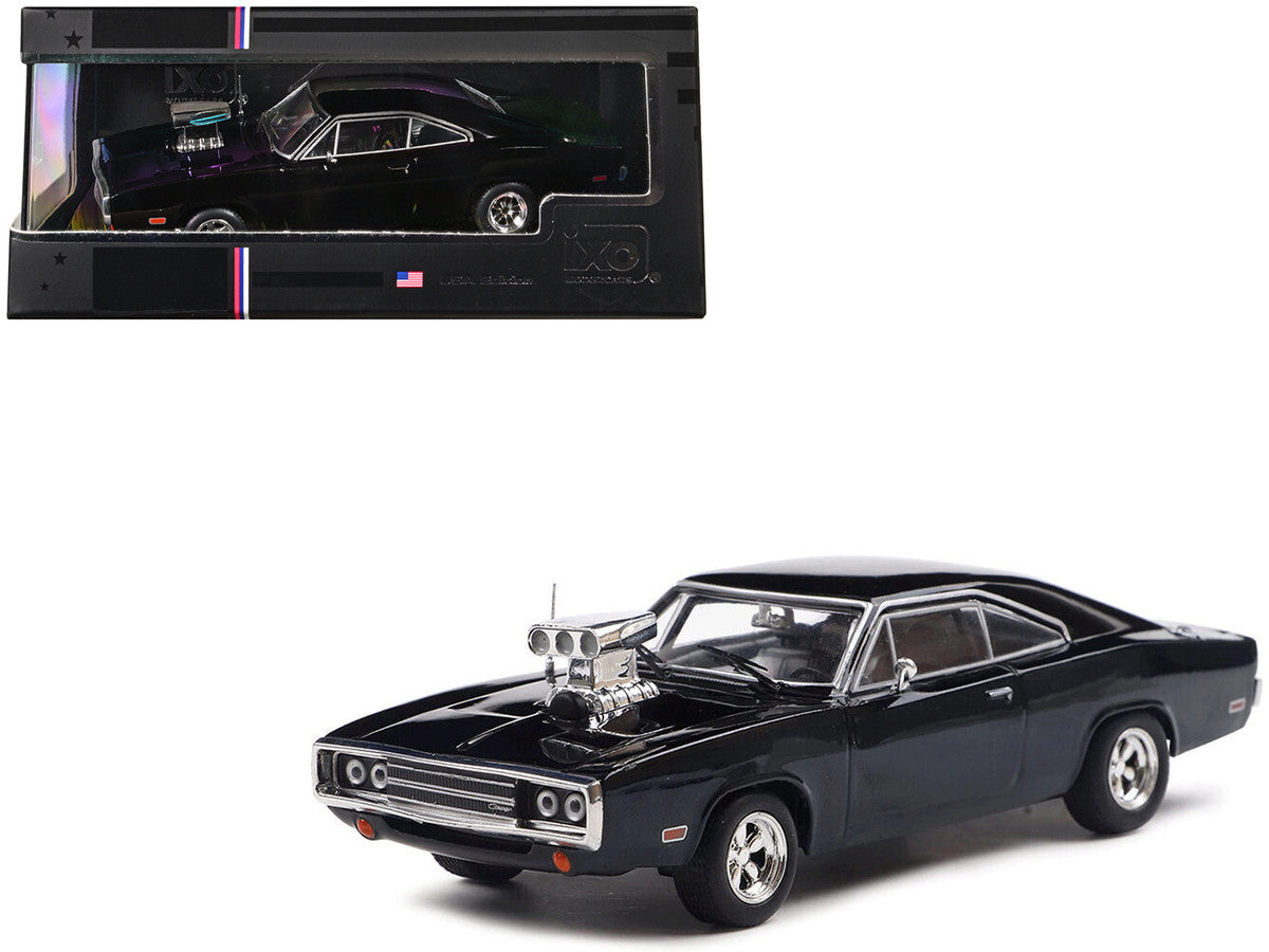 1970 Dodge Charger with Blown Engine Black 1/43 Diecast Model by IXO Models-4