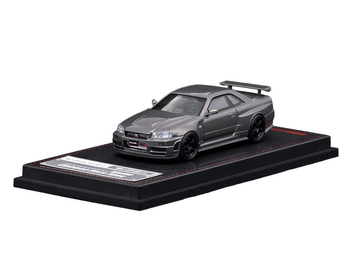 Nissan Skyline GT-R (BNR34) Nismo CRS RHD (Right Hand Drive) Gray Metallic 1/64 Diecast Model Car by Ignition Model 2