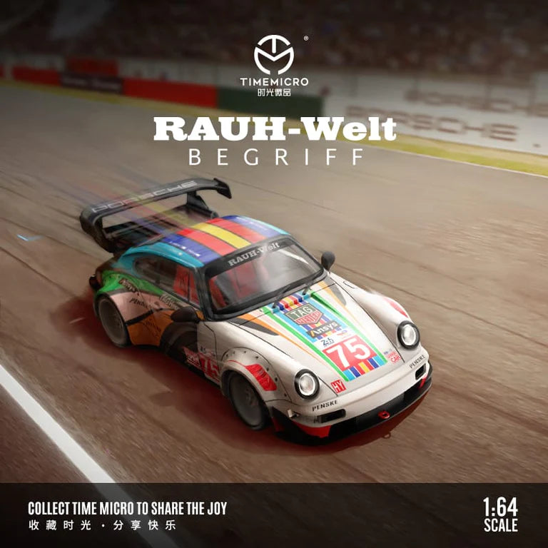 Porsche RWB 964 Centennial Le Mans Livery with Figure 1:64 Diecast By TimeMicro Front Track View
