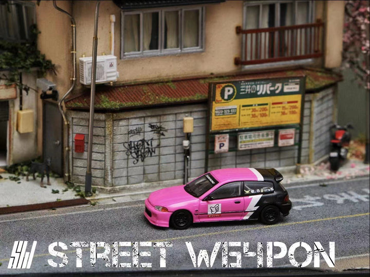 Honda Civic EG6 "No Good Racing" Pink 1:64 by Street Weapon Scene