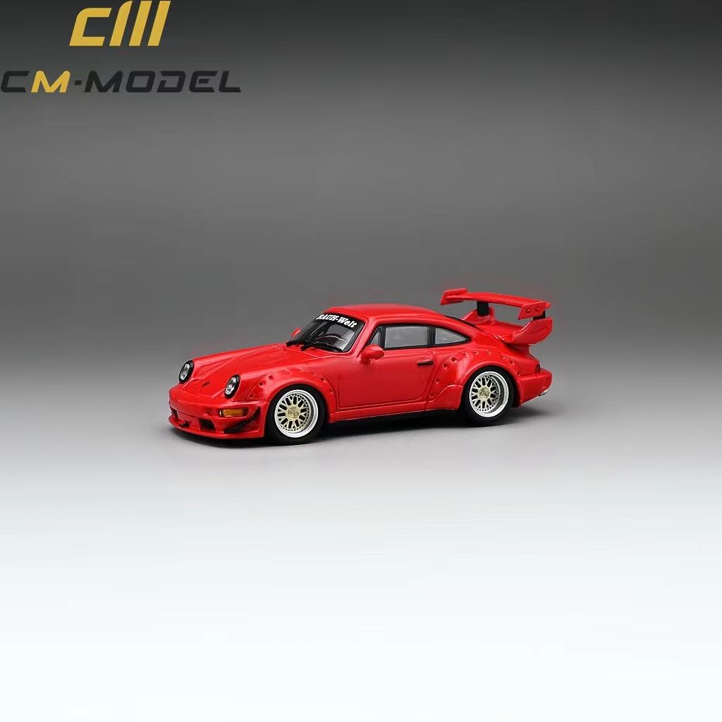 Porsche 964 Widebody in Red 1:64 by CM Model Side View