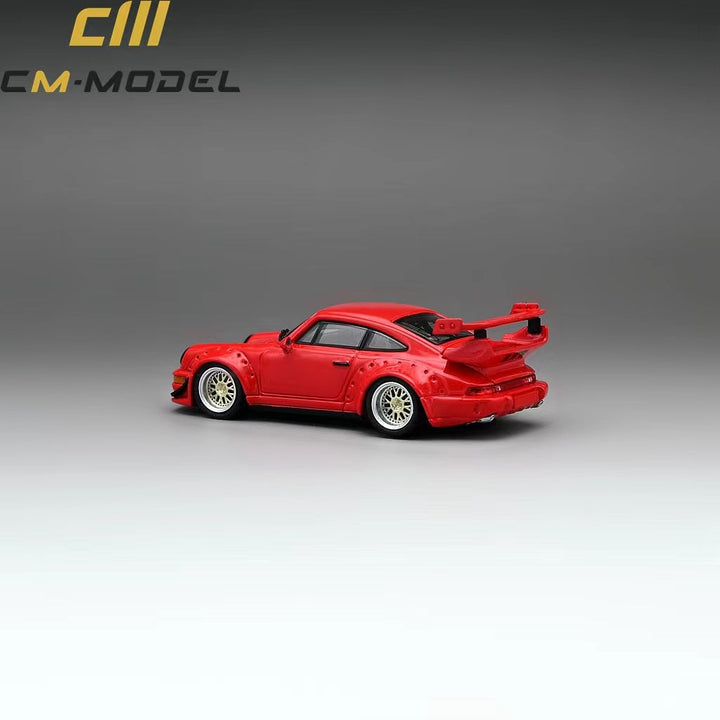 Porsche 964 Widebody in Red 1:64 by CM Model Rear View