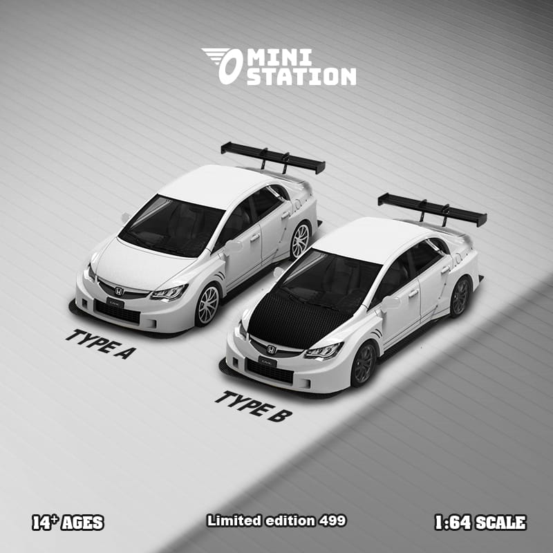 Honda Civic FD2 White Widebody 1:64 by Mini Station