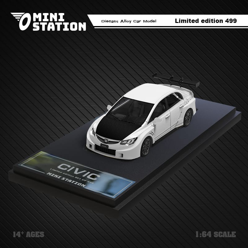 Honda Civic FD2 White Widebody 1:64 by Mini Station – Big Boy Toys