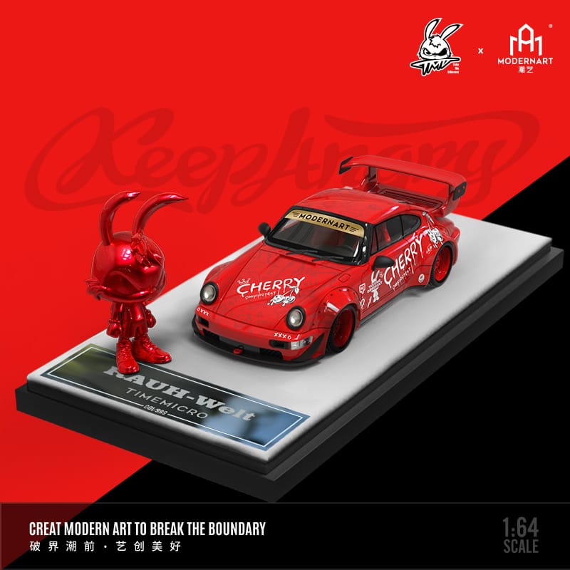 Porsche RWB 993 Cherry Livery 1:64 by ModernArt + TMD Red Mounted View