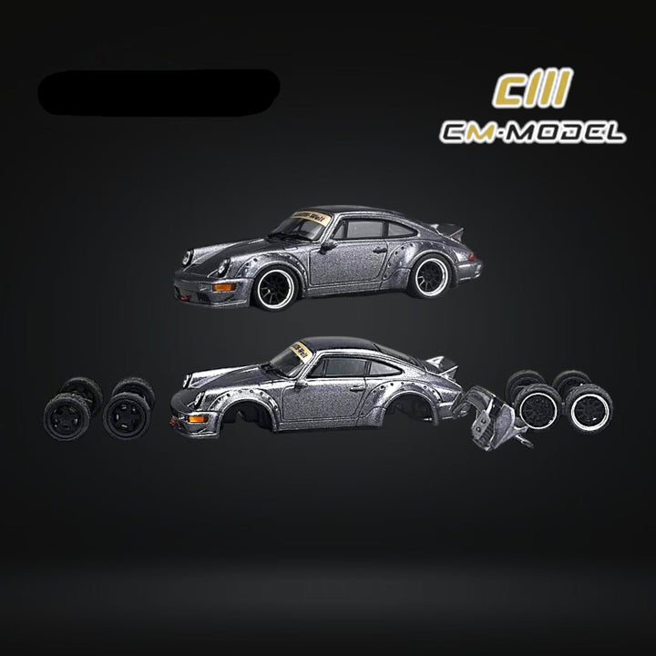 Porsche 964 Widebody Metallic Gray 1:64 by CM Model