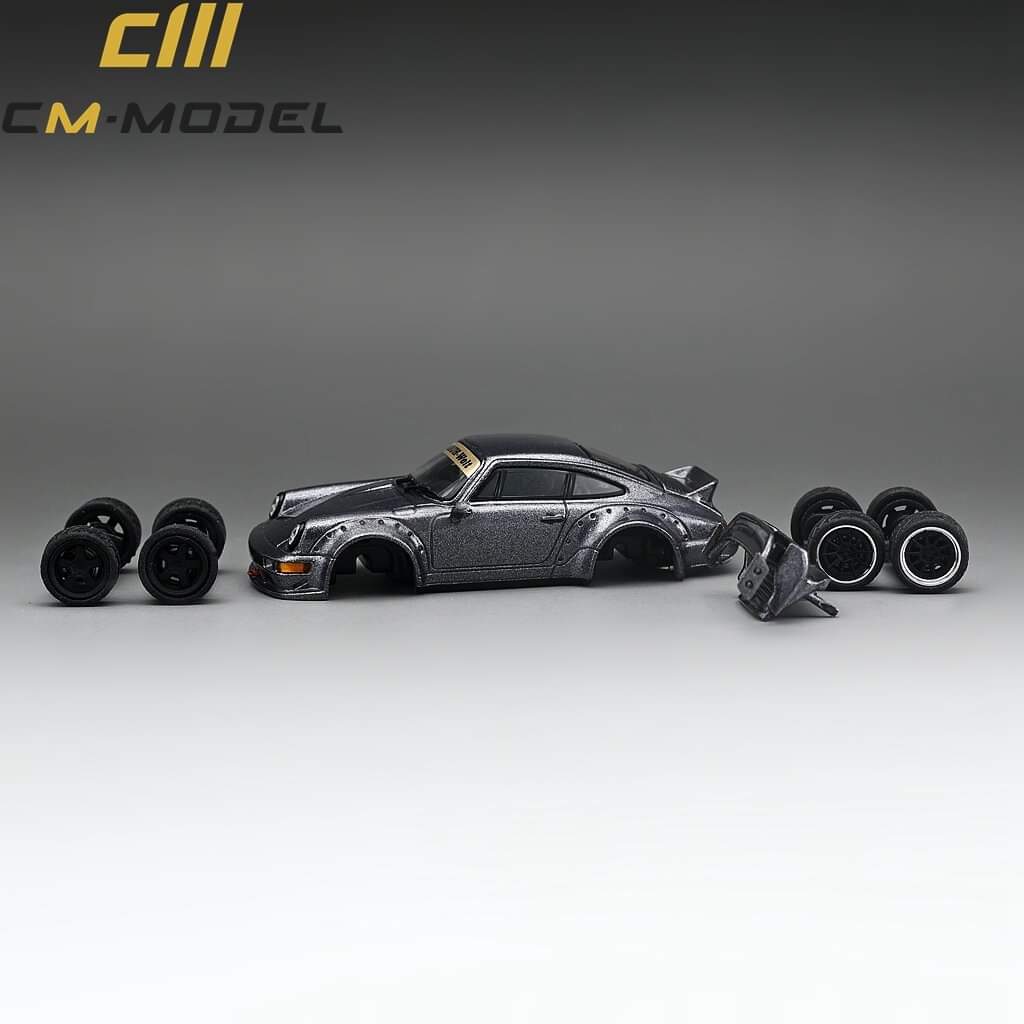 Porsche 964 Widebody Metallic Gray 1:64 by CM Model Wheel Options