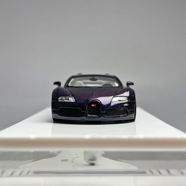 Bugatti Veyron Chameleon Carbon Purple Resin 1:64 by LJM Mounted Front View