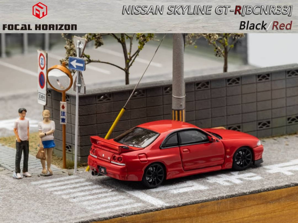 Nissan Skyline R33 GT-R 4TH Gen BCNR33 Red / Black 1:64 by Focal Horizon Scene View