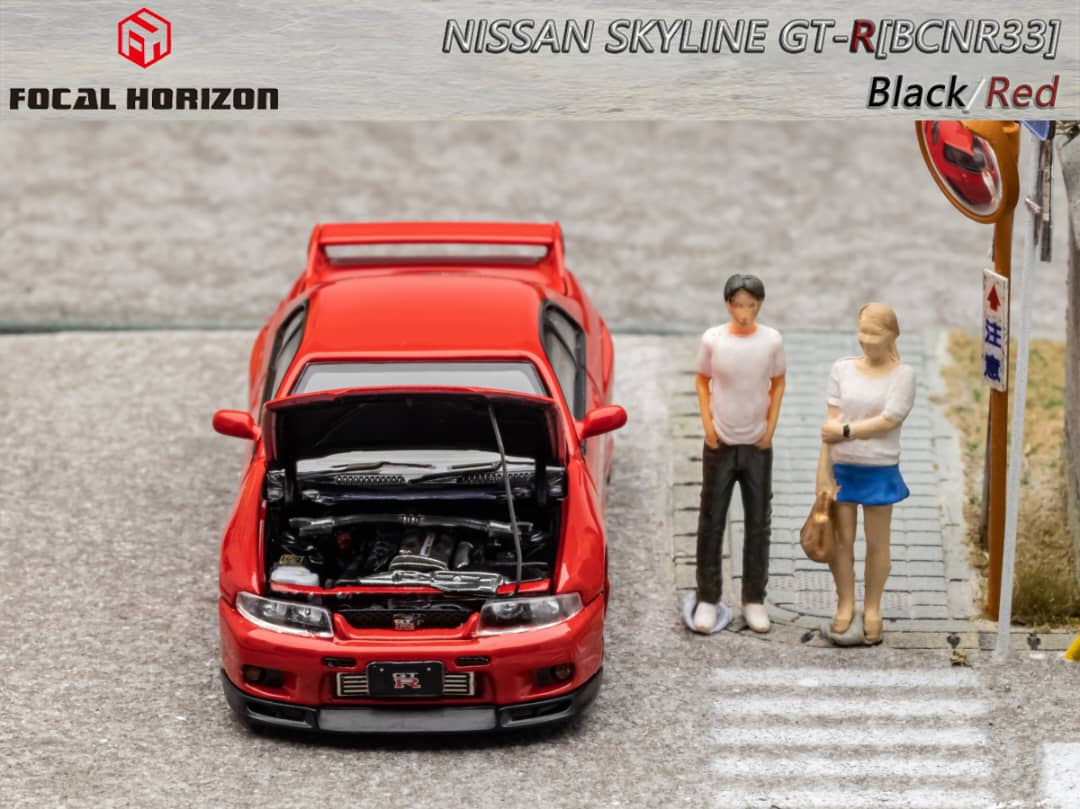 Nissan Skyline R33 GT-R 4TH Gen BCNR33 Red / Black 1:64 by Focal Horizon