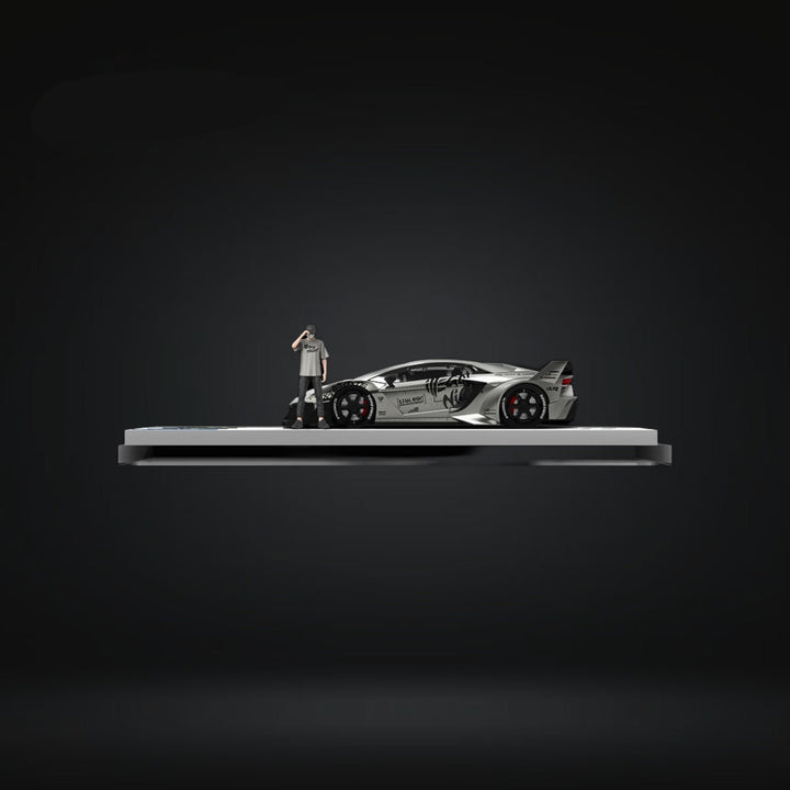 Lamborghini LP700 GT EVO Combat Grey LBWK w/ Figure 1:64 by TimeMicro Side View