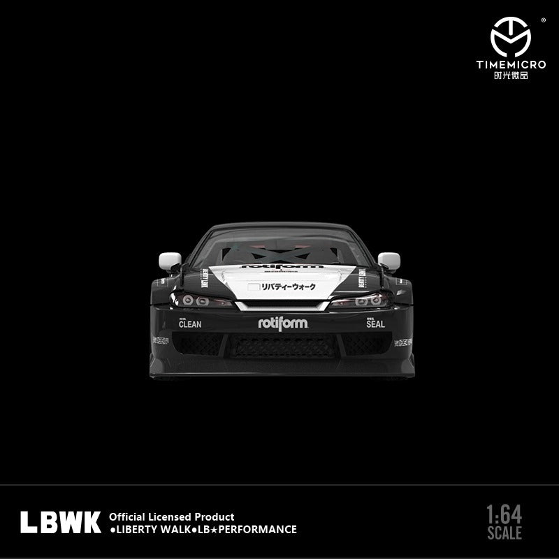 Nissan Silvia S15 Black Latte LBWK Figure Version 1:64 by TimeMicro Front View