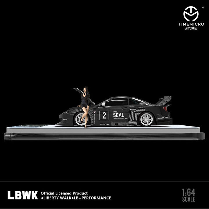 Nissan Silvia S15 Black Latte LBWK Figure Version 1:64 by TimeMicro Mounted Side View